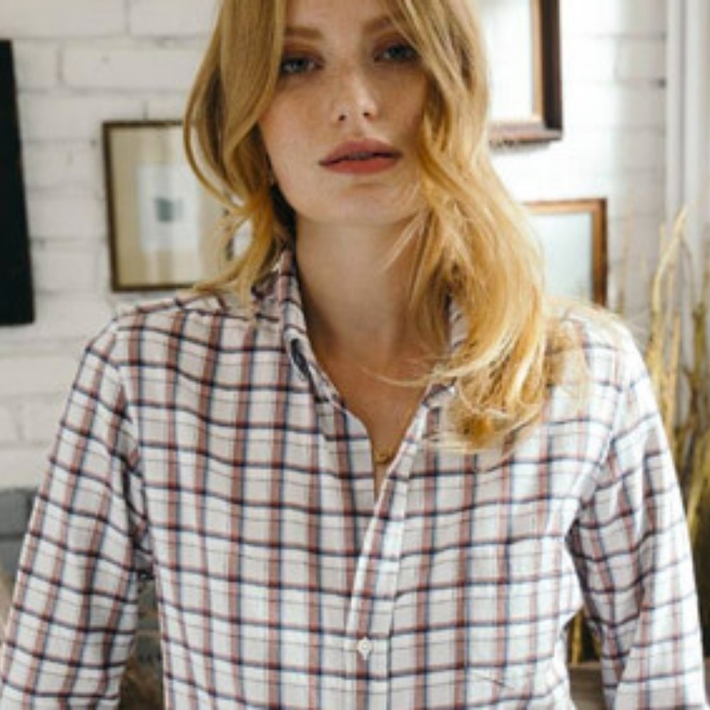 FRANK & EILEEN GRAY PLAID COTTON SHIRT XL